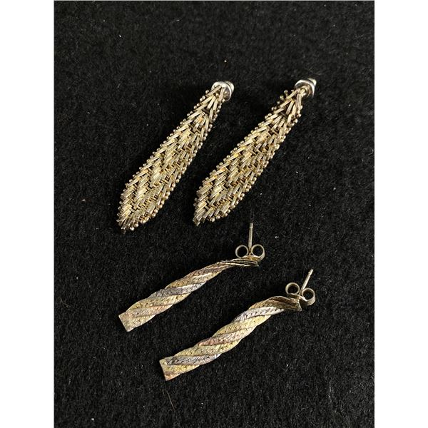2 Nice Pairs of Sterling ( Tested) Chain Link/Mesh Earrings