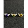 Image 2 : 3 Silver with Milifori Design Art Glass Stones Rings. 2 Size 6 1 Size 7