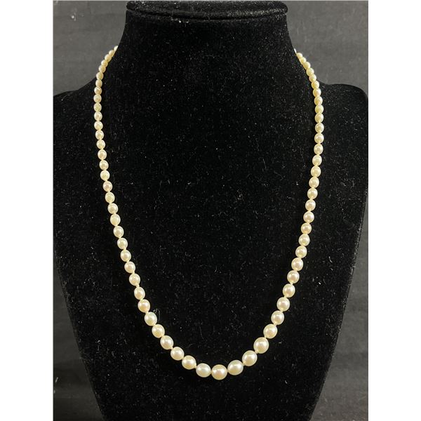 Vintage Genuine Pearls Necklace Hand Knotted & Graduated Original Clasp