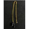 Image 1 : Vintage 14k Gold Filled Chain with 2 Genuine Black Coral Pendants Necklace
