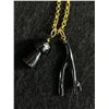 Image 2 : Vintage 14k Gold Filled Chain with 2 Genuine Black Coral Pendants Necklace