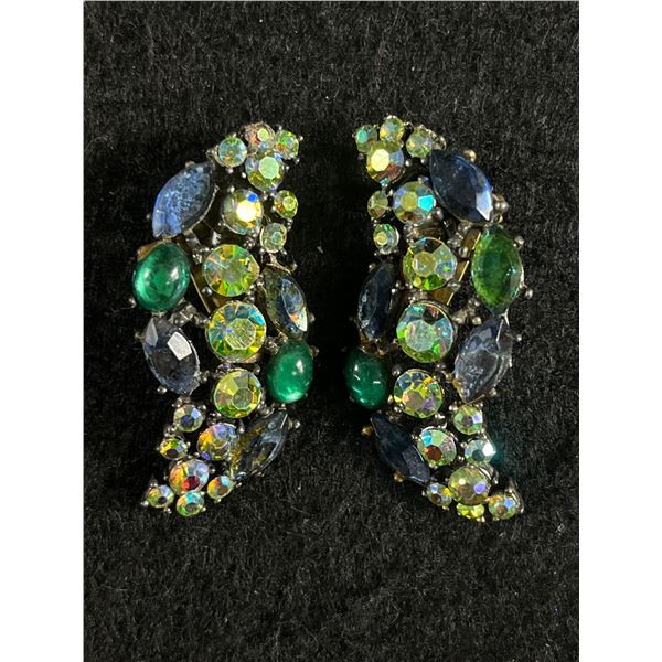 Fabulous Pair of 1930's Rhinestone Earrings. 2" L