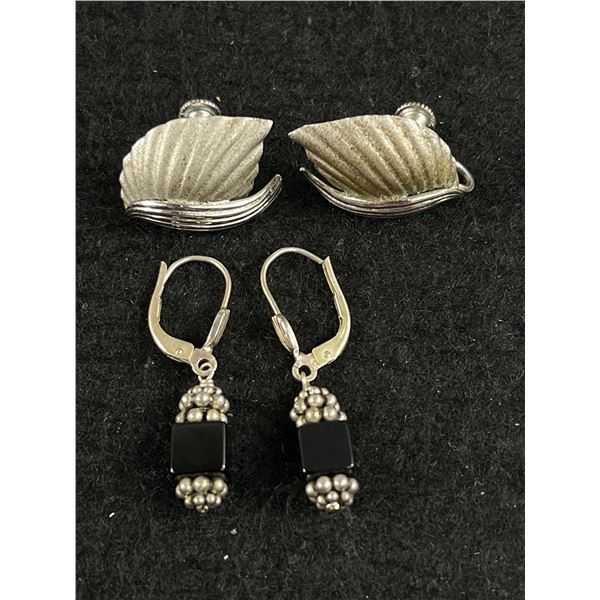 2 Pairs of Sterling Silver Earrings 1 Marked Bond Boyd
