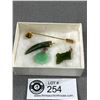 Image 1 : Pretty Vintage Jade Pendants 7 Gold Plated Jade Lapel Pin