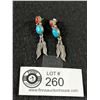 Image 1 : Lovely Vintage Sterling Navajo Earringwith Turquoise & Coral