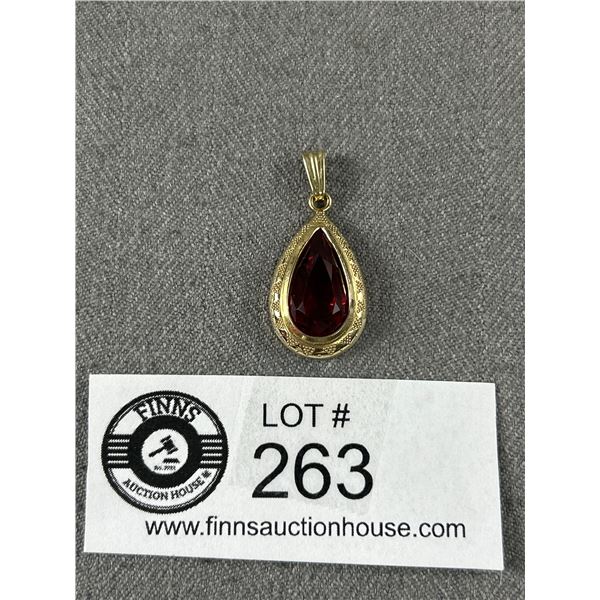 Lovely 14k Rolled Gold RG Pendant with Ruby Stone