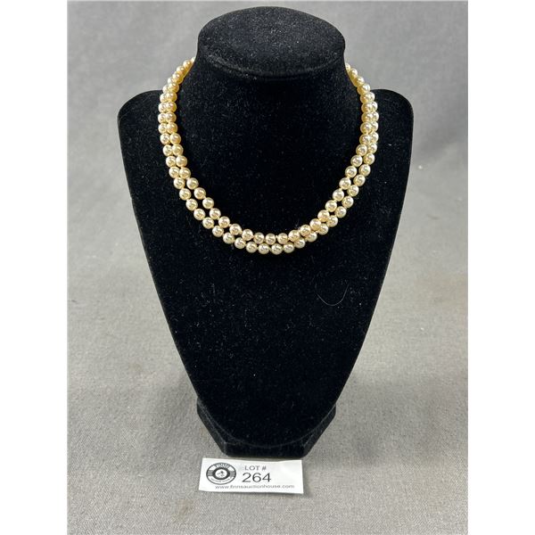 Vintage Hand Knotted Genuine Pearl Necklace with Original Clasp
