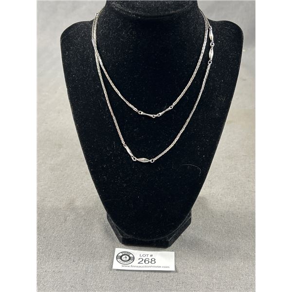 Vintage 1960's Signed Sherman Rhodium Chain Necklace