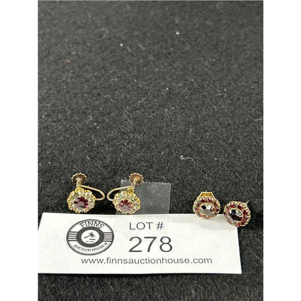 Vintage Earrings with Garnet Stones
