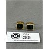 Image 1 : Pair of Gold Plated Mosaic Ammolite Cufflinks. Excellent Condition