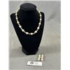 Image 1 : Vintage Ornate Tiny Rhinestones Set in Each Faux Pearl. Necklace with Matching Bracelet Set