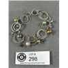 Image 1 : 925 Sterling Silver Links Bracelet with Dangling Genuine Grey & White Pearls