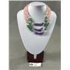 Image 1 : Beautiful Triple Strand Genuine Stone Bead Necklace
