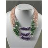 Image 2 : Beautiful Triple Strand Genuine Stone Bead Necklace