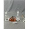 Image 1 : Lot of 4 Vintage Perfume Bottles Pink Czech Art Deco Cut Glass etc