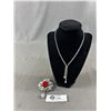Image 1 : Very Nice Mid Century Rhinestone Necklace with Rhinestone Brooch With a Large Ruby Red Stone