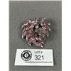 Image 1 : Vintage Signed Pink Rhinestone Floral Brooch