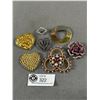 Image 1 : Lot of 7 Vintage Mid Century Rhinestone Brooches
