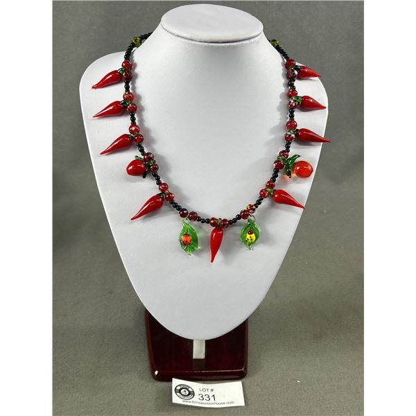A Nice Colorful 1980's Art Glass Necklace