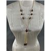 Image 2 : 2 1970's Necklaces 1 Glass & Brass Beads, 1 Wood Beads Gold Tone
