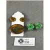 Image 1 : 1960's Copper & Enamel Brooch & Earrings Plus 1960's Green Glass West Germany Earrings