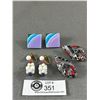 Image 1 : Lot of 3 Vintage 1980's Earrings. Lucite, Glass, Leather and Silver