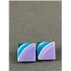 Image 2 : Lot of 3 Vintage 1980's Earrings. Lucite, Glass, Leather and Silver
