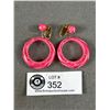 Image 5 : Vintage Ceramic Beaded Necklace Plus Hot Pink 1980's Lucite Earrings