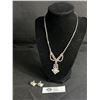 Image 1 : Vintage Faux Pearl and Rhinestone Earrings Plus a Nice Rhinestone Necklace
