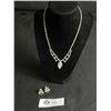 Image 1 : Pair of Cluster Rhinestone Earrings and A Rhinestone Necklace