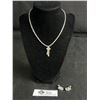 Image 1 : Vintage Single Strand Rhinestone Necklace with Rhinestone Earrings