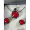Image 2 : Vintage Silver Coral Colour stone Necklins Set
