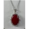 Image 2 : Solid Vitnage Silver Genine Carnelian Stone Necklace Earrings Ring Set