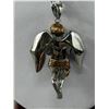 Image 3 : Gorgeous Vintage Cobalt Blue Rhinestone Silver Angel Necklace! Large & Solid!