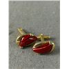 Image 4 : Eye Catching Unique Gold Tone Cufflinks Set with Red Stone