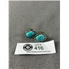 Image 1 : Beautiful Vintage Silver Turquoise Stone Cufflinks