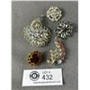 Image 1 : 5 Vintage Rhinestone Brooches