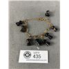 Image 1 : Vintage Hand Carved Black Coral Mushroom Charms Bracelet