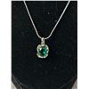Image 2 : Sterling Silver Chain with 925 Sterling Silver Green Stone Pendant Necklace
