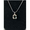 Image 3 : Sterling Silver Chain with 925 Sterling Silver Green Stone Pendant Necklace