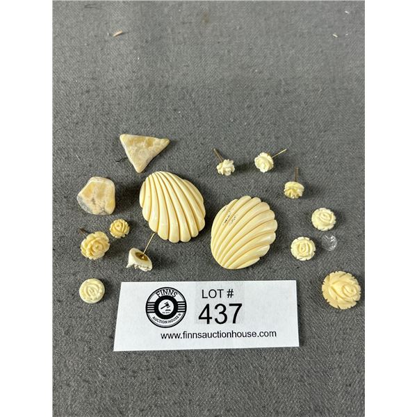 Lot of Carved Ivory Pieces for Pendants & Earrings