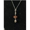 Image 2 : Sterling Silver Chain with Genuine Amber Pendant Necklace