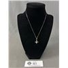 Image 1 : Sterling Silver Chain with Cubic Zirconia Pendant Necklace Marked 925