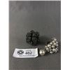 Image 1 : 2 Vintae Huge & Unusual Rhinestone & Pearl Rings