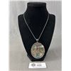 Image 1 : Vintage Large Sterling Silver Abalone Pendant Marked 925 with Chain Necklace