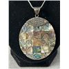 Image 2 : Vintage Large Sterling Silver Abalone Pendant Marked 925 with Chain Necklace