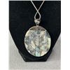 Image 3 : Vintage Large Sterling Silver Abalone Pendant Marked 925 with Chain Necklace