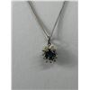 Image 2 : Beautiful Antique Sterling Silver Sapphire with Simulated Diamonds Necklace. Marked