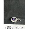 Image 2 : Vintage Marked 18k GP Amethyst & Faux Diamond Pendant Necklace