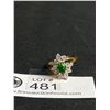 Image 2 : Stunning Quality Vintage Gold Tone and Emerald Cluster Ring